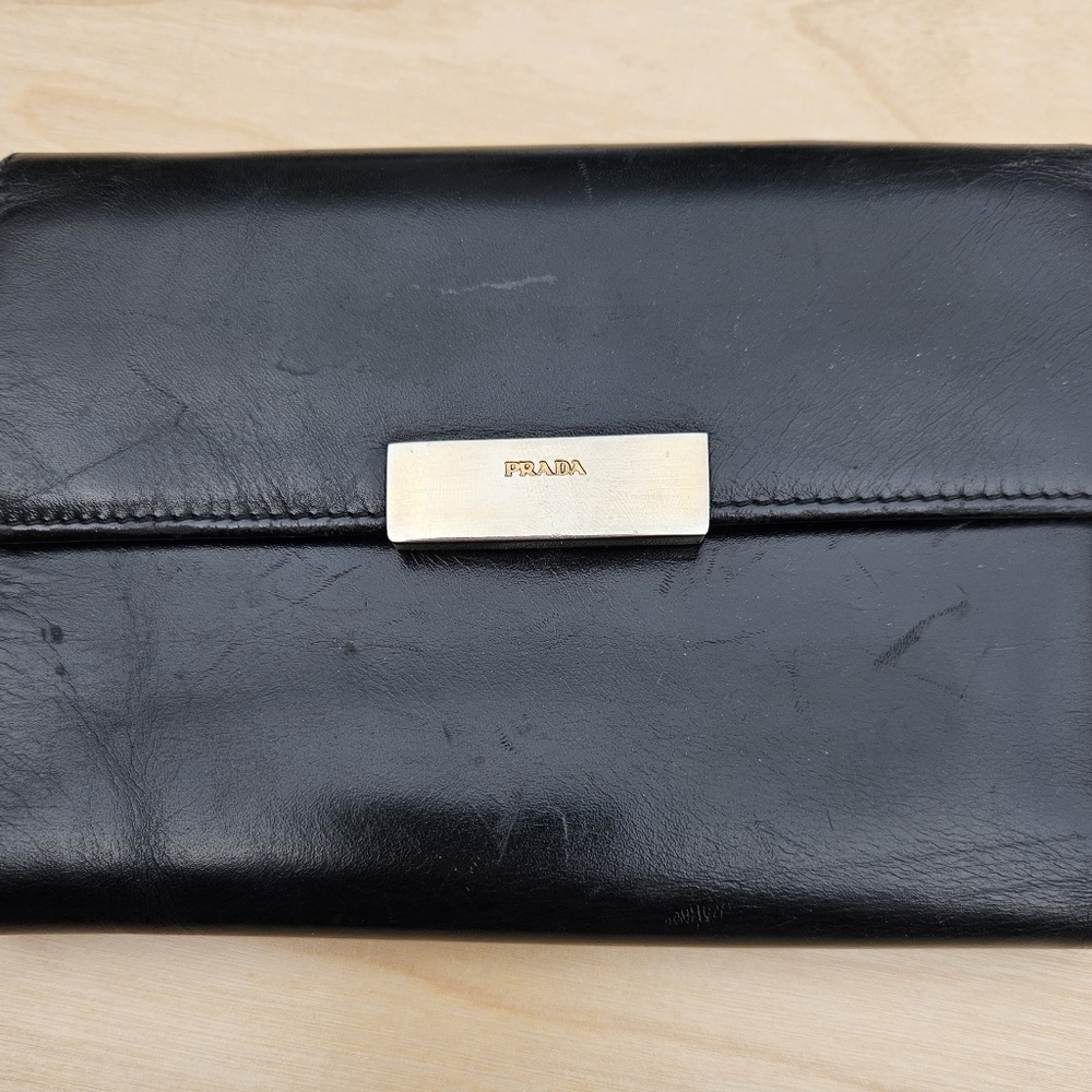Prada black leather wallet